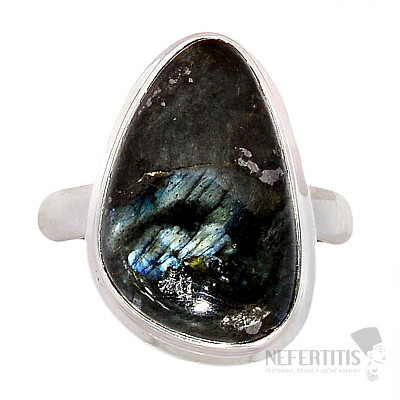 Larvikit čierny mesačný kameň prsteň striebro Ag 925 R868