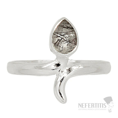 Turmalín v křišťálu broušený prsten stříbro Ag 925 R875