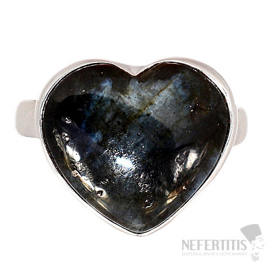 Larvikit černý měsíční kámen prsten stříbro Ag 925 R879