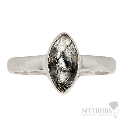 Turmalín v krištáli brúsený prsteň striebro Ag 925 R882