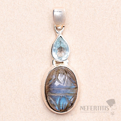 Labradorite carved pendant silver Ag 925 88279