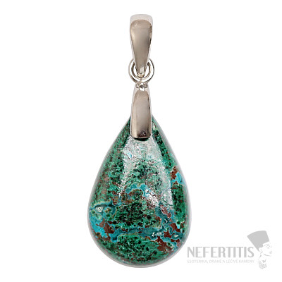 Malachite and cuprite pendant silver Ag 925 no. 9