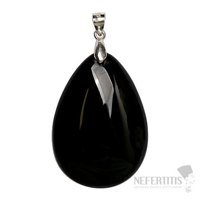 Obsidián čierny nebeské oko prívesok striebro Ag 925 č. 9