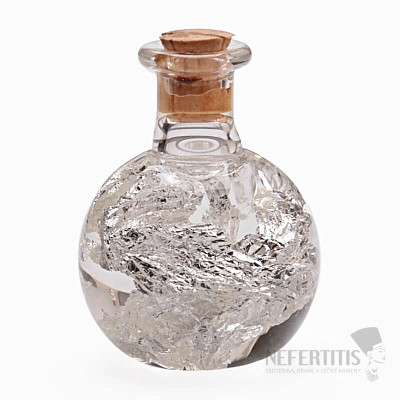 Flasche mit Silber - Dekoflasche 3 cm