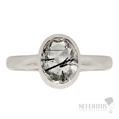 Turmalín v krištáli brúsený prsteň striebro Ag 925 R905