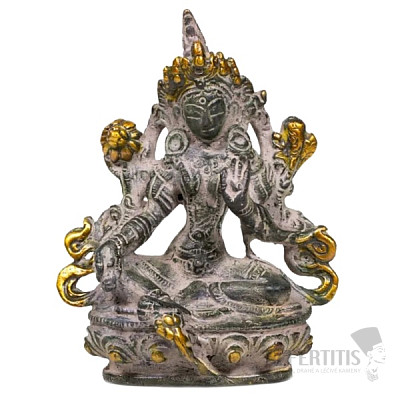 Feng Shui statuette of the goddess Green Tara brass 9.5 cm