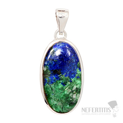 Malachit v azuritu přívěsek stříbro Ag 925 P918