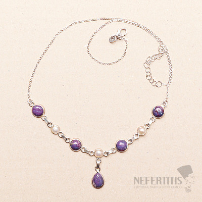 Turquoise purple necklace silver Ag 925 91999