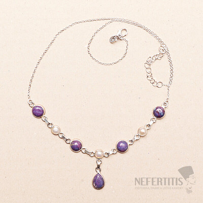 Turquoise purple necklace silver Ag 925 92131