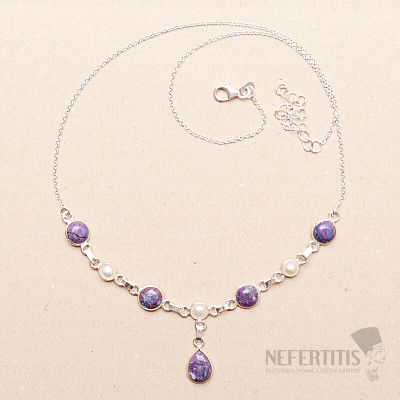 Tyrkys purpurový náhrdelník stříbro Ag 925 92133