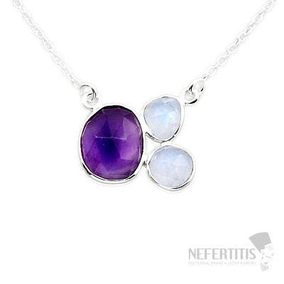Amethyst cut necklace silver Ag 925 N3824