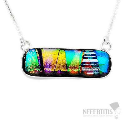Dichroic glass necklace silver Ag 925 11740