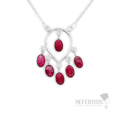 Indian ruby (treated) necklace silver Ag 925 Y8471