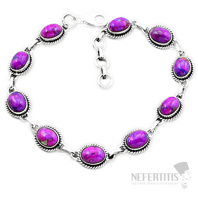 Tyrkys purpurový náramek stříbro Ag 925 51869