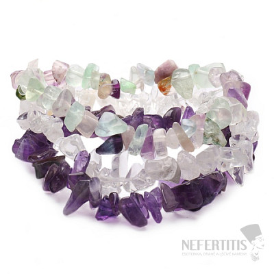 Set of three bracelets - crystal, amethyst, fluorite