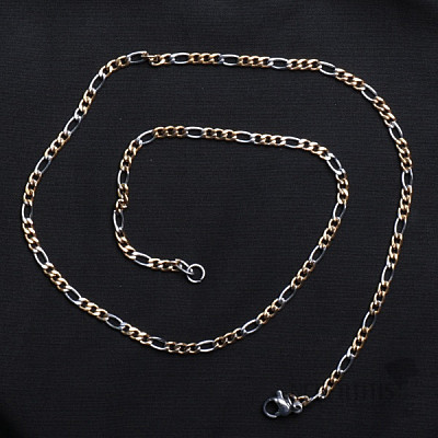 Kette im Figaro-Stil aus Edelstahl in Silber- und Goldfarbe 44 cm