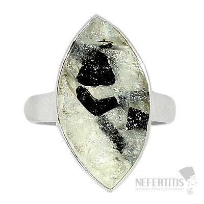 Tourmaline in crystal raw ring silver Ag 925 R97