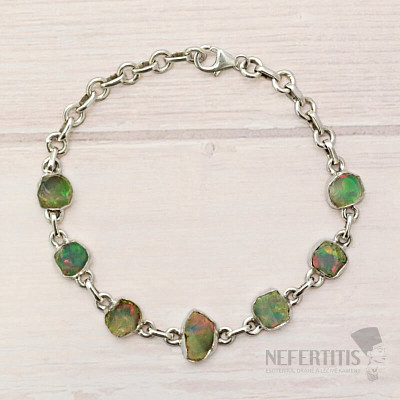Ethiopian opal raw bracelet silver Ag 925 B97