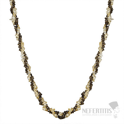 Citrine and smoky necklace knitted A quality