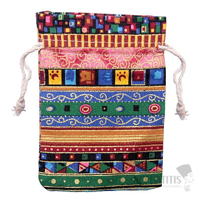 Canvas bag ethnic motif Multicolor 10x14 cm