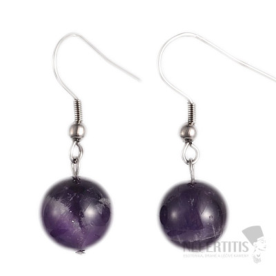 Amethyst earrings large beads and stainless steel