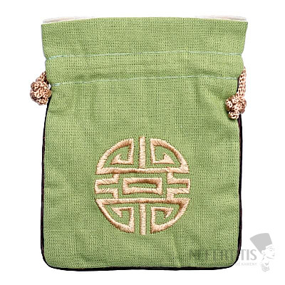 Burlap bag light green 12.5x14 cm