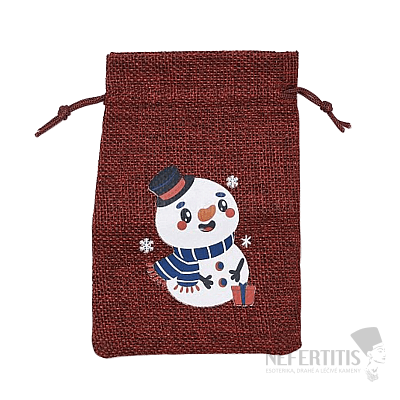 Schneemann aus Jutesack mit blauem Schal