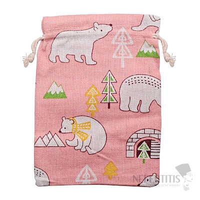 Canvas-Tasche mit Eisbären Pink 13x18 cm