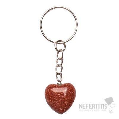 Keychain with a heart made of solar aventurine, size M