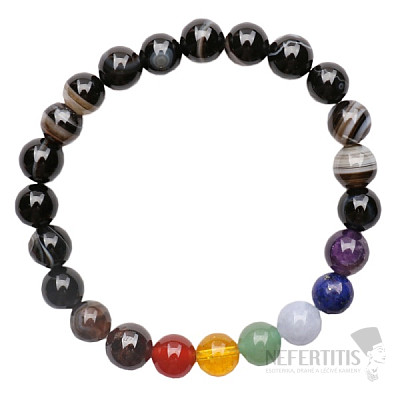 Agate striped bracelet with chakra beads