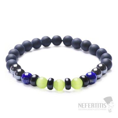Black agate with hematite and lapis lazuli men&#39;s bracelet RB Design 95