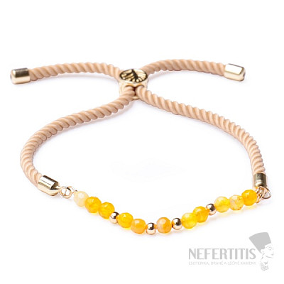 Yellow agate cut glitter drawstring bracelet