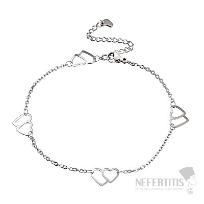 Stainless steel anklet Double hearts