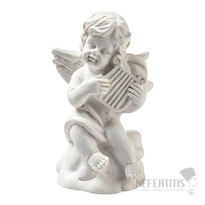 Little angel with a harp figurine 6 cm