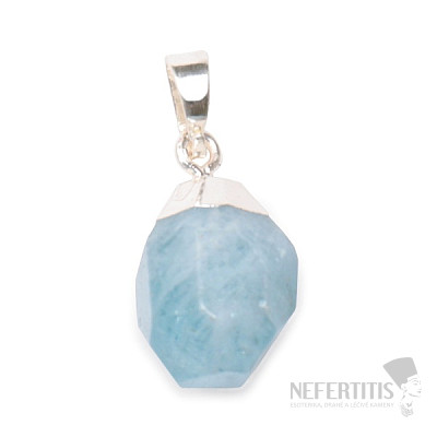 Aquamarine cut drop shape pendant silver color