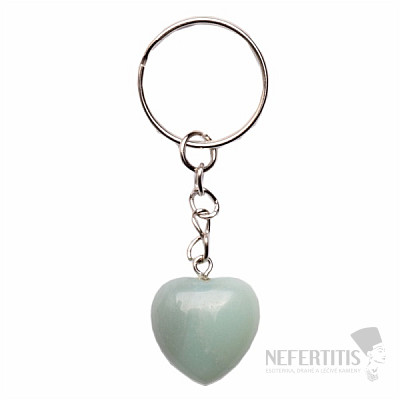 Keychain with aquamarine heart, size M