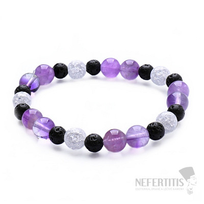 Amethyst, cracked crystal and lava bracelet RB Design 54