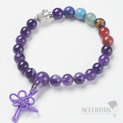 Amethyst Buddha chakra bracelet with Buddha head