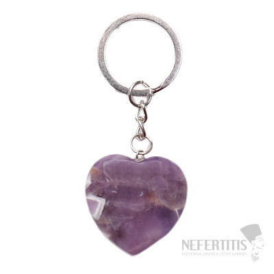 Chevron amethyst heart key ring