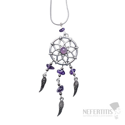 Amethyst dream catcher pendant on chain