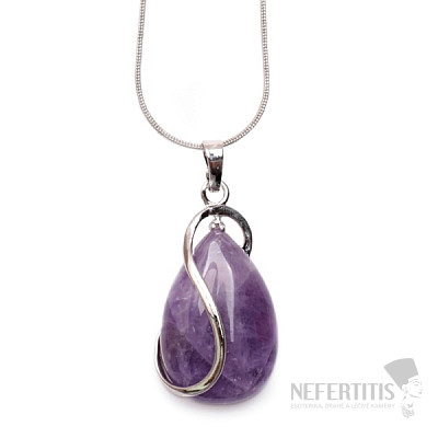 Amethyst drop design pendant with chain