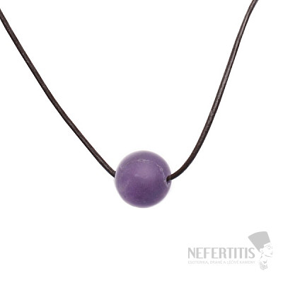 Amethyst satin bead on a leather string