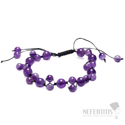 Amethyst-Perlenarmband mit Shamballa-Verschluss