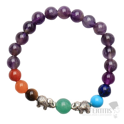 Amethyst-Chakra-Armband extra mit Elefanten