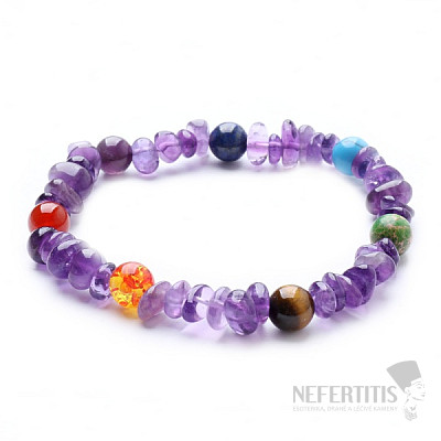 Amethyst-Armband geschnitten mit Chakra-Perlen