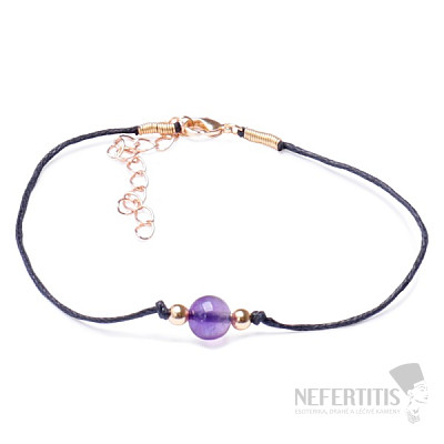 Fashion waxed cord bracelet with amethyst