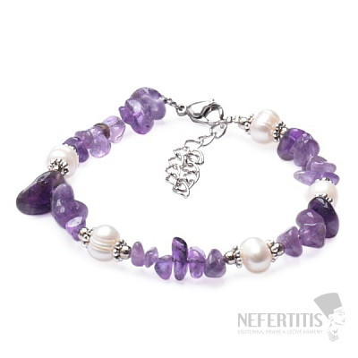 Gehacktes Amethyst-Armband mit Perlen