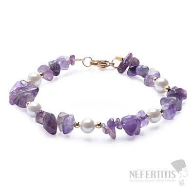 Gehacktes Amethyst-Armband mit Perlmutt