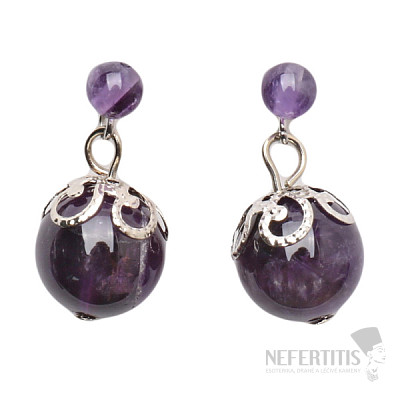 Amethyst pendant earrings with beads