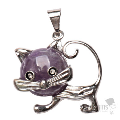 Amethyst fashion pendant in the form of a cat